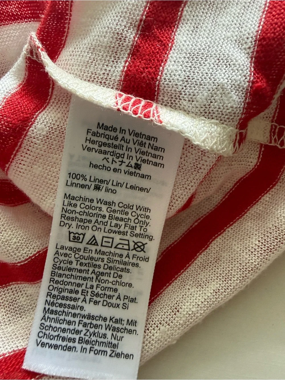 J. Crew NWT 100% Linen Red Striped Short Sleeve Tee- S - Picture 6 of 7